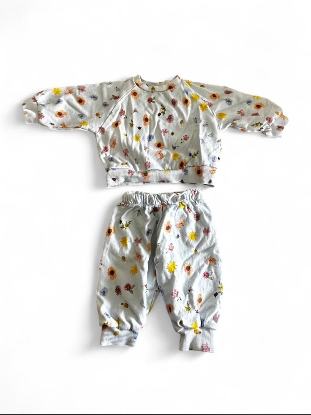 Molo Baby Blue Baby Set with Yellow, Pink and Blue Floral Accents